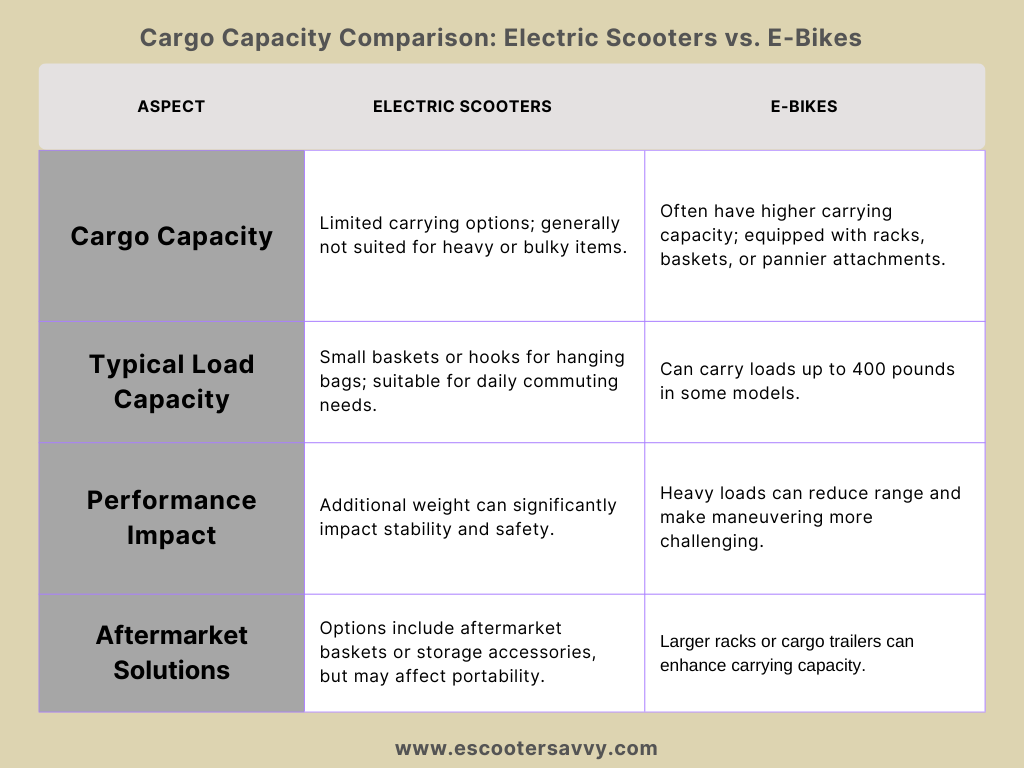 cargo comparison: e-bikes vs electric scooter